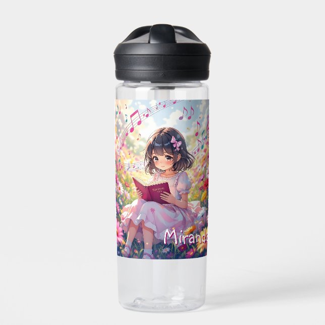 Bouteille D'eau Fille Anime Lecture Personnalisée  (Extérieur)