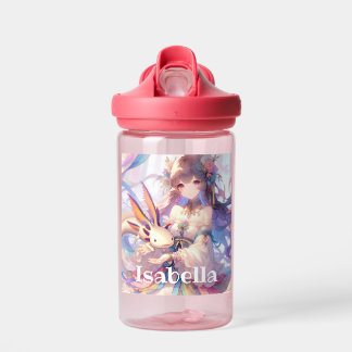 Bouteille D'eau Fille Anime personnalisée et Axolotl