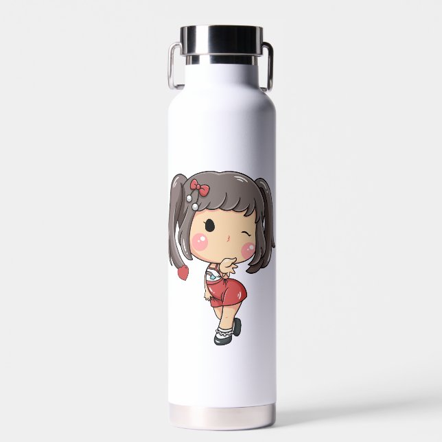 Bouteille D'eau Fille Chibi mignonne à l'évier avec Pigtails Mug (Avant)