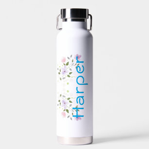 Bouteille D'eau Fille Colorée Moderne Fleurs Botaniques Nom