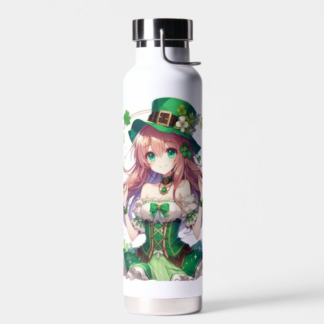 Bouteille D'eau Fille d'anime de la Saint Patrick's Day (Gauche)