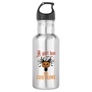Bouteille D'eau Fille d'Halloween n'a pas de costume Citrouille