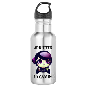 Bouteille D'eau Fille Kawaii accro aux jeux vidéo Joueuse de jeux