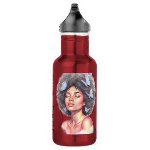 Bouteille D'eau Fille Noire Papillon Minimaliste Pastel Personnali
