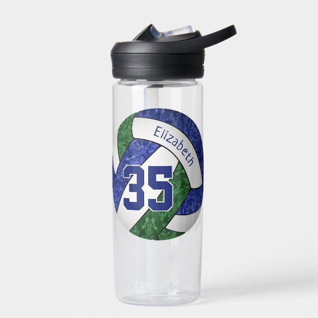 Bouteille D'eau filles bleu vert volley équipe couleurs (Gauche)