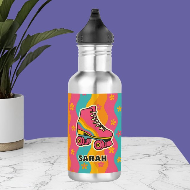 Bouteille D'eau Filles de patinage à rouleaux rétro (Retro Roller Skating Girls Stainless Steel Water Bottle
)