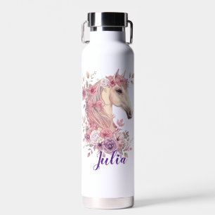 Bouteille D'eau Filles Jolis Poneys Floral Pastel Cheval