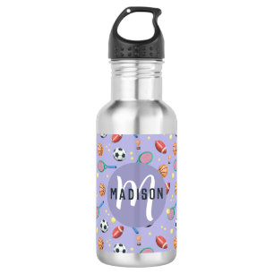 Bouteille D'eau Filles mignonnes Violet Sports Monogramme École po