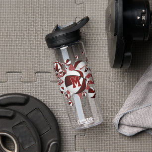 Bouteille D'eau filles sport maroon basketballs étoiles