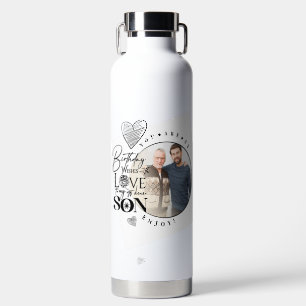 Bouteille D'eau Fils moderne , anniversaire de petit-fils Typograp