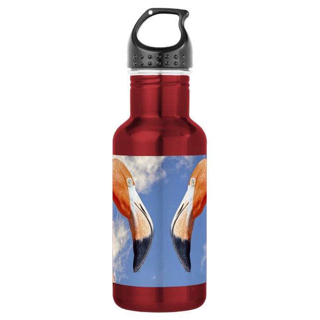 Bouteille D'eau flamant des Caraïbes amour coeur (Devant)
