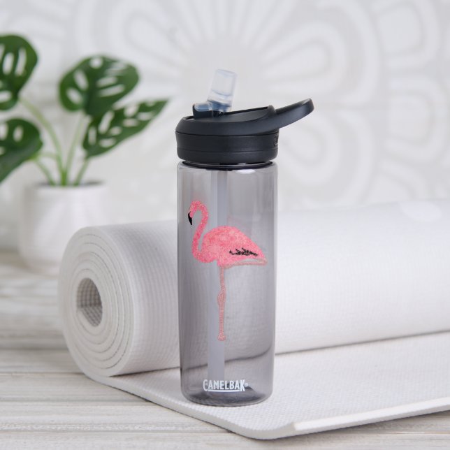 Bouteille D'eau Flamant rose scintillant Noël tropical (Yoga (pivotée))