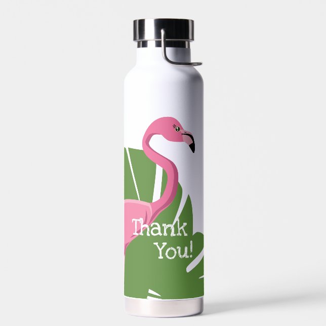Bouteille D'eau Flamingo rose personnalisé Douche nuptiale tropica (Gauche)