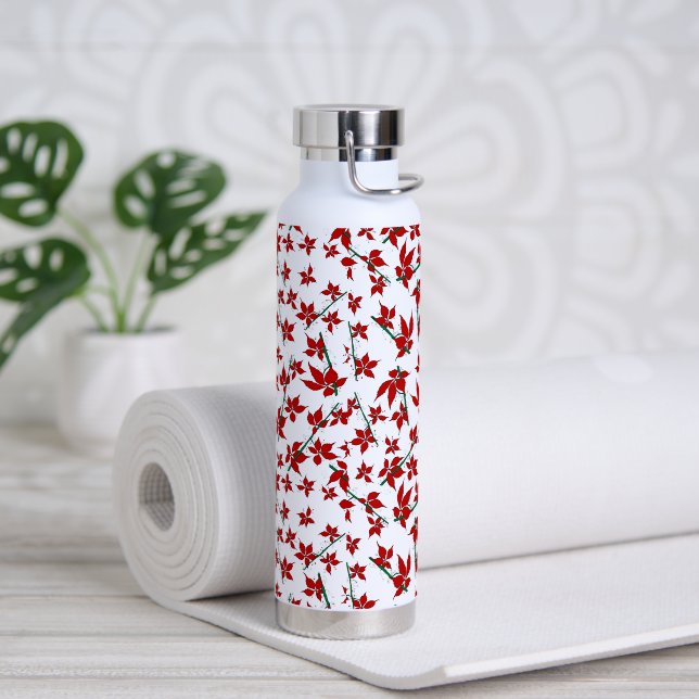Bouteille D'eau Fleur botanique rouge de Noël (Yoga)