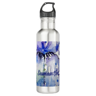 Bouteille D'eau Fleur d'aquarelle fleurie de l'Iris Bleu Femmes