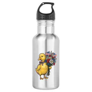 Bouteille D'eau Fleur de Caneton Patriotique Bouquet de Fleurs Vin