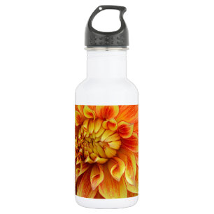 Bouteille D'eau Fleur de dahlia orange et jaune