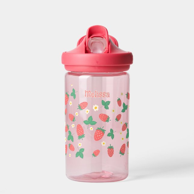 Bouteille D'eau Fleur de fraise mini personnalisée (Avant)