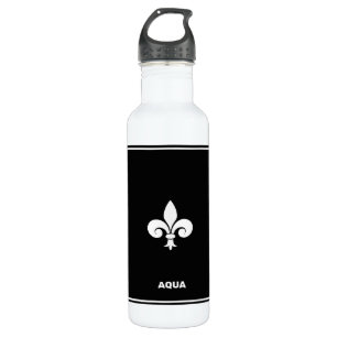 Bouteille D'eau Fleur de Lis en noir et blanc