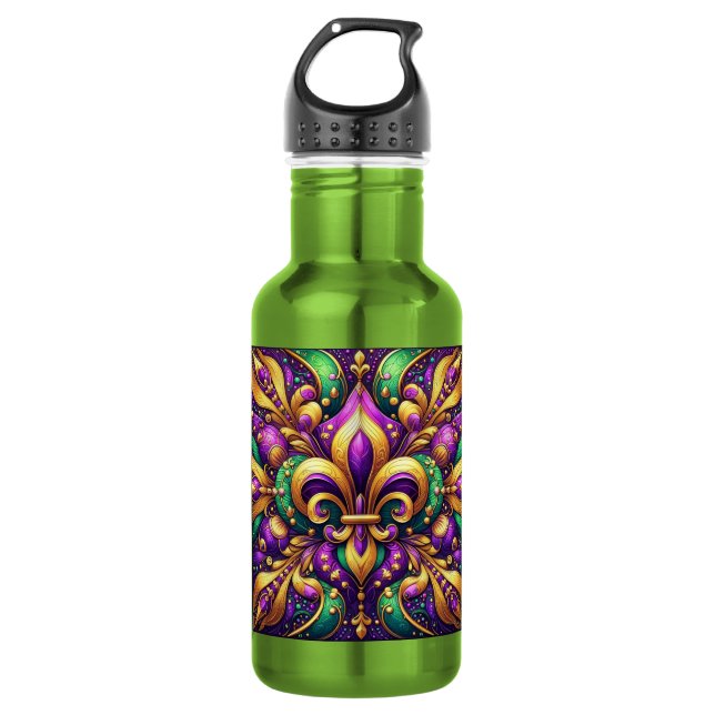 Bouteille D'eau fleur de lis mardi gras (Devant)