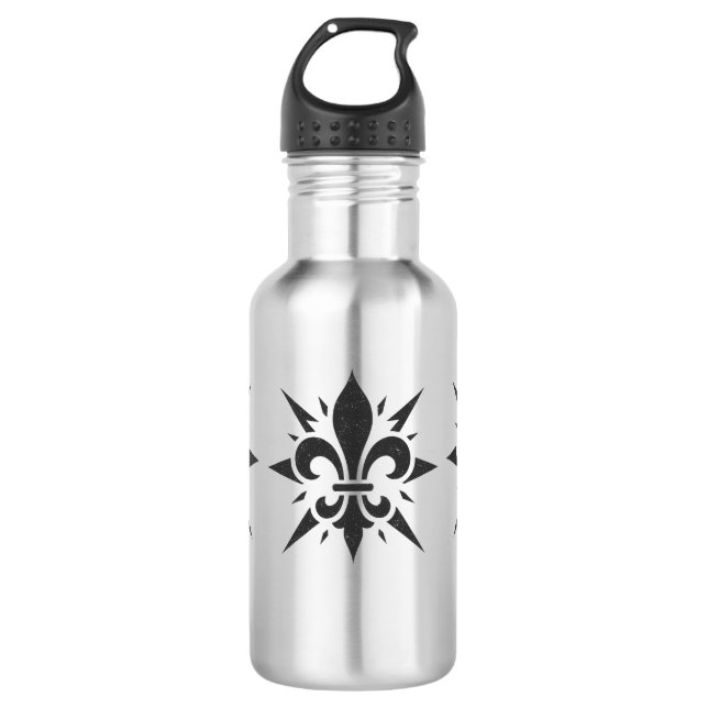 Bouteille d'eau "Fleur-de-lis stylisée" (Devant)