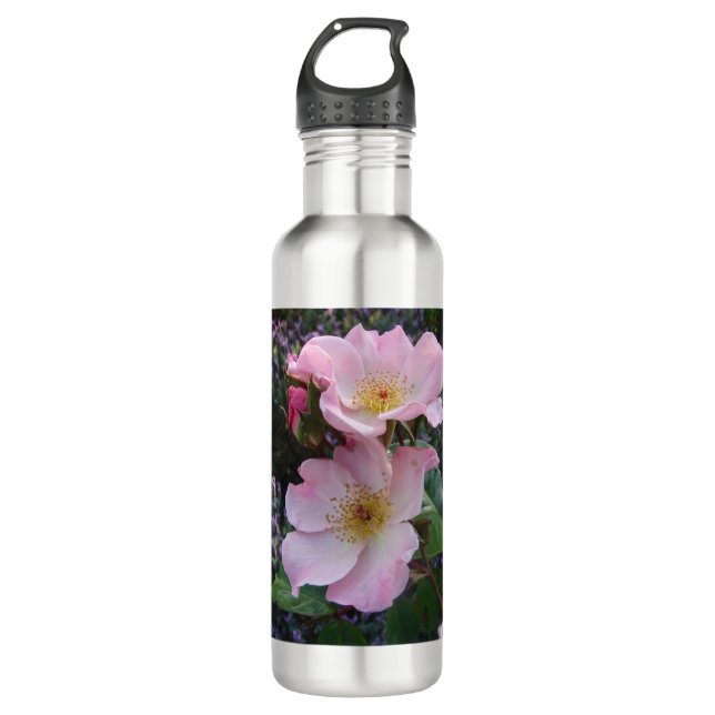 Bouteille D'eau Fleur de rose sauvage rose floral Photo (Devant)