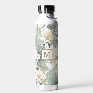 Bouteille D'eau Fleur de style aquarelle avec monogramme personnal