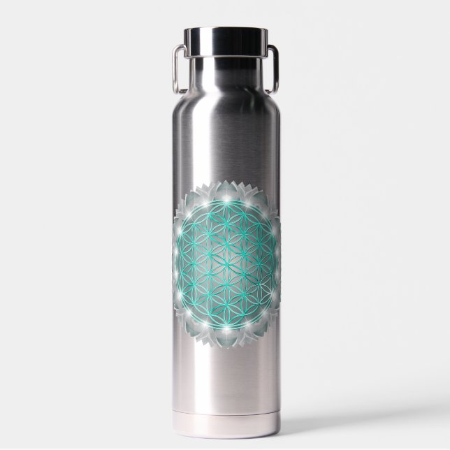 Bouteille D'eau FLEUR DE VIE - Géométrie sacrée Lumière 2 (Avant)