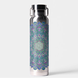 Bouteille D'eau Fleur de Vie - Mandala Style Inde 1