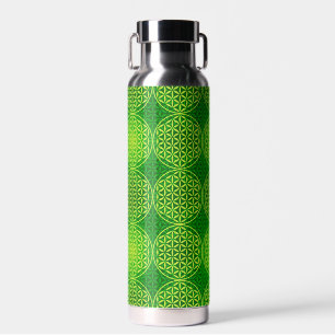 Bouteille D'eau FLEUR DE VIE - motif mélange vert