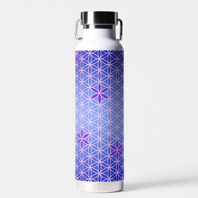 Bouteille D'eau FLEUR DE VIE - motif rose violet (Avant)