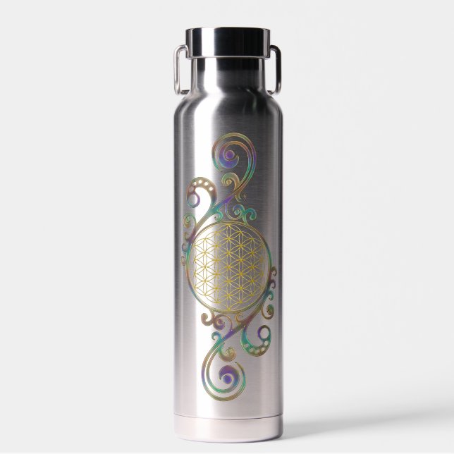 Bouteille D'eau Fleur de Vie - Spirales Ornements 1 (Avant)
