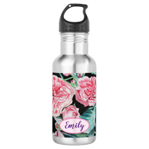 Bouteille D'eau Fleur florale rose Pastel Blush Rose