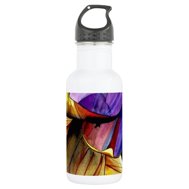Bouteille D'eau Fleur Fritillaire violet couleur d'origine art (Devant)