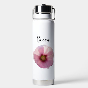 Bouteille D'eau Fleur Hollyhock rose brillant Personnalisé