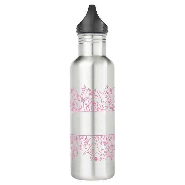 Bouteille D'eau Fleur ILY - Nom personnalisé ASL Design (Gauche)