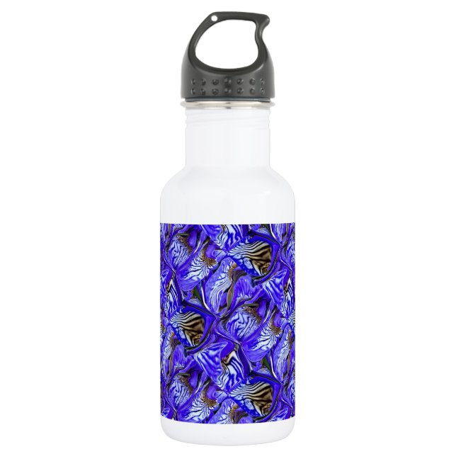Bouteille D'eau Fleur Iris Violet / Esthétique / Carrelé / (Devant)