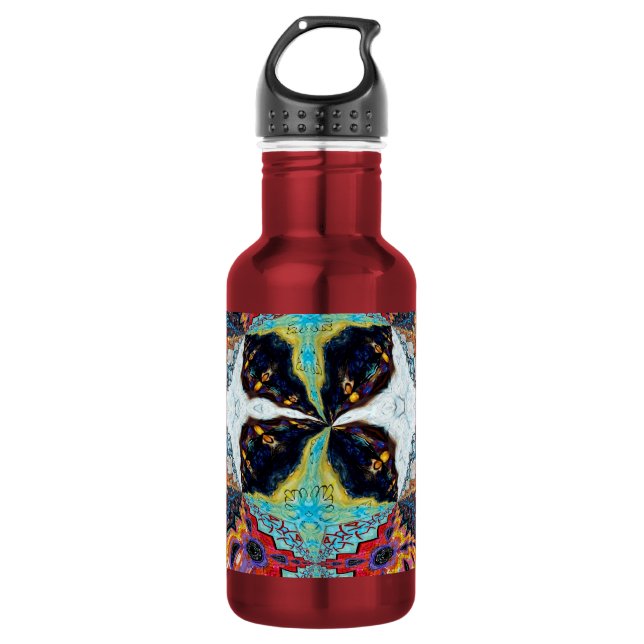 Bouteille d'eau Fleur Noire Abstraite (Devant)