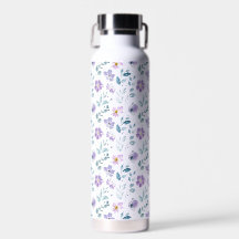 Fleur sauvage aquarelle verte violette