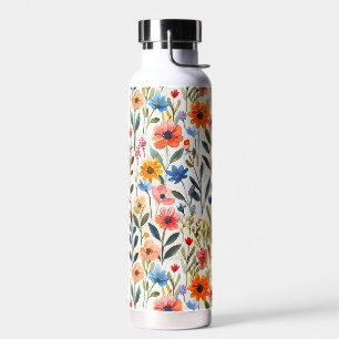 Bouteille D'eau Fleur sauvage de ressort d'aquarelle Arrière - pla