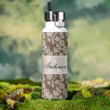 Bouteille d'eau fleurie beige Thor