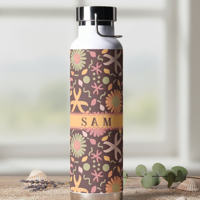Bouteille D'eau Fleurs avec étoile de mer (Your bottle. Your name. Your aesthetic)