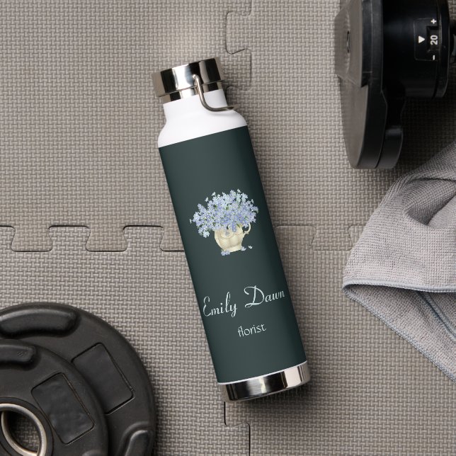 Bouteille D'eau Fleurs bleues en gris vase (Couvercle)