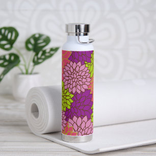 Bouteille D'eau Fleurs Dahlia, Fleurs Colorées, Motif Floral