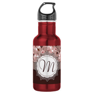 Bouteille D'eau Fleurs de cerisier avec le monogramme de dentelle