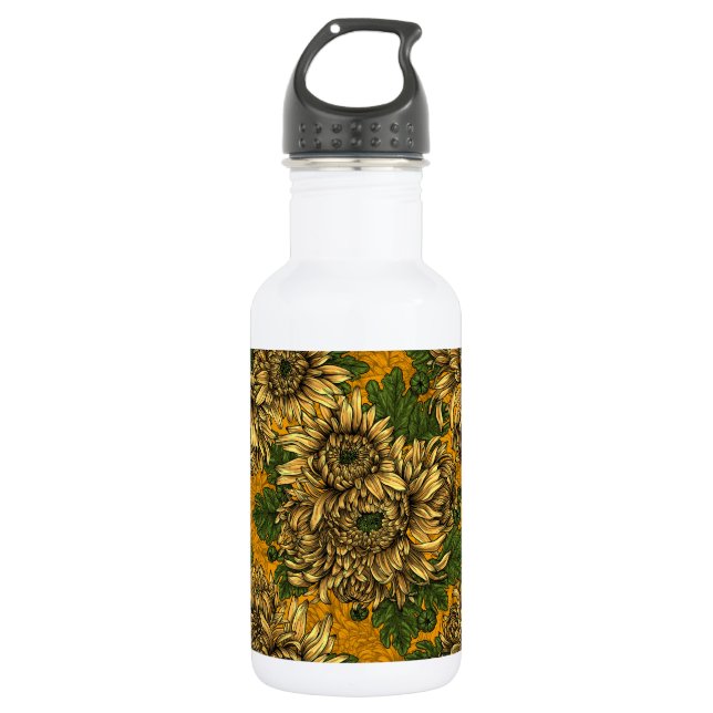 Bouteille D'eau Fleurs de chrysanthème jaune (Devant)