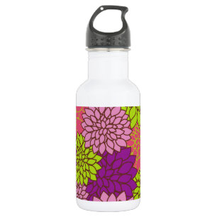 Bouteille D'eau Fleurs de Dahlia, Fleurs Colorées, Motif Floral