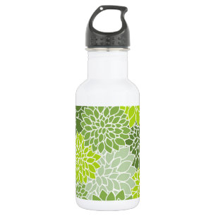 Bouteille D'eau Fleurs de dahlia, motif de fleurs, dahlia vert