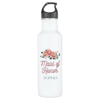 Bouteille D'eau Fleurs de mariage vintage Maid of Honor Stainless 