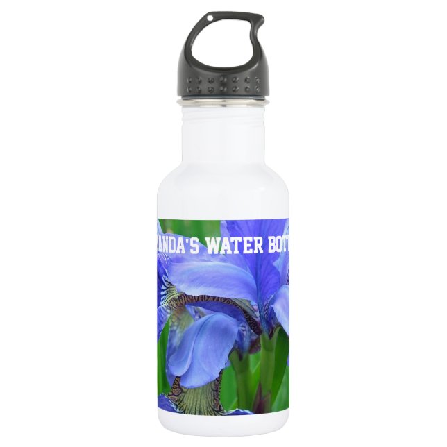 Bouteille D'eau Fleurs d'Iris bleues (Devant)